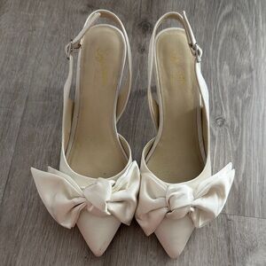 Seychelles Cream Slingback Heels with Bow